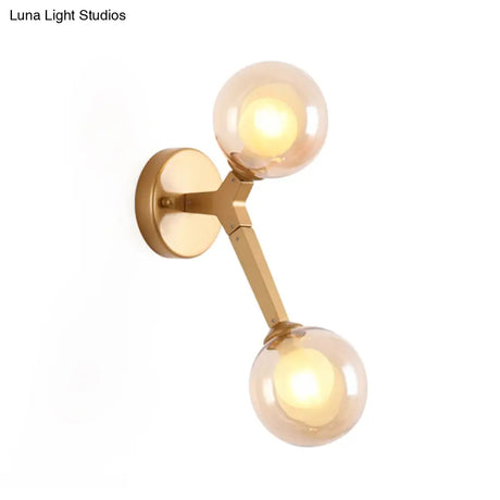 Black/Gold Nordic Bubble Wall Sconce Lamp With Clear Glass - 2 Lights Bedroom Lighting