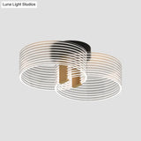 Black - Gold Round Semi Flush Ceiling Mount Light Fixture - Simple And Elegant With 2/3/5 Lights