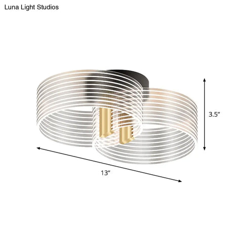 Black - Gold Round Semi Flush Ceiling Mount Light Fixture - Simple And Elegant With 2/3/5 Lights