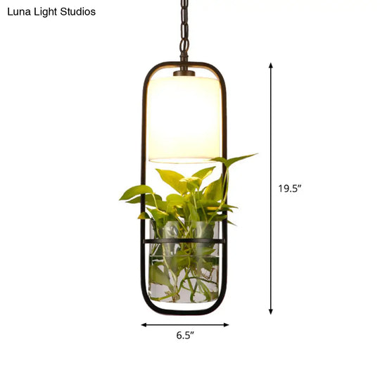 Black Industrial Metal Pendant Lamp For Kitchen - Rectangle Led Hanging Ceiling Light