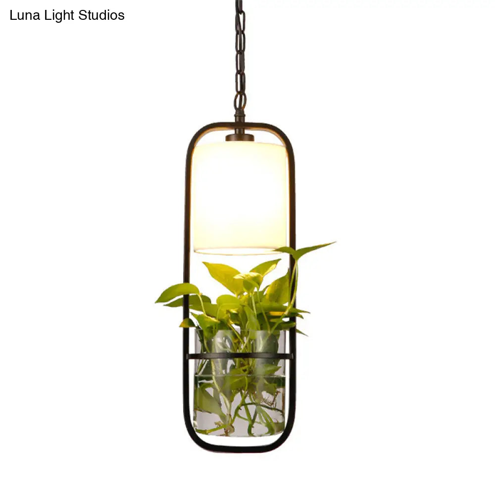 Black Industrial Metal Pendant Lamp - Led Hanging Ceiling Light For Kitchen