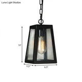 Black Industrial Metal Trapezoid Pendant Ceiling Fixture With 1 Bulb For Living Room Lighting