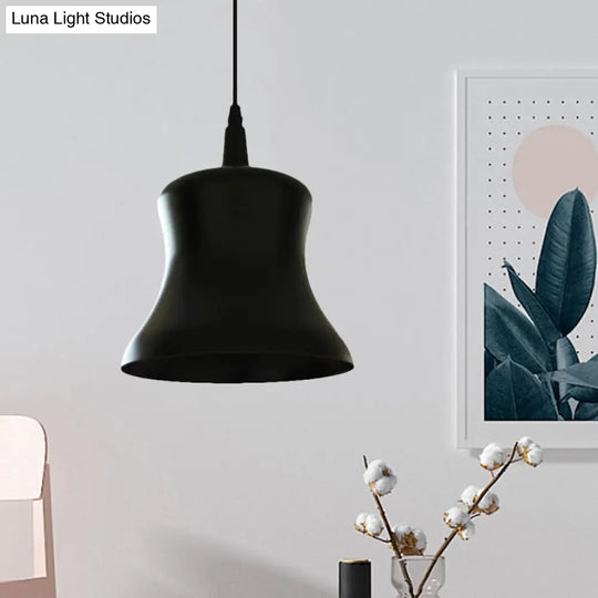 Industrial Stylish Black Metallic Pendant Light With Bell Shade - Dining Room Ceiling Fixture 1 Bulb