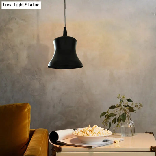 Industrial Stylish Black Metallic Pendant Light With Bell Shade - Dining Room Ceiling Fixture 1 Bulb