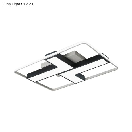 Black L Shaped Led Ceiling Mount Light Fixture For Study Room In Warm/White 19’/24.5’/31.5’ W