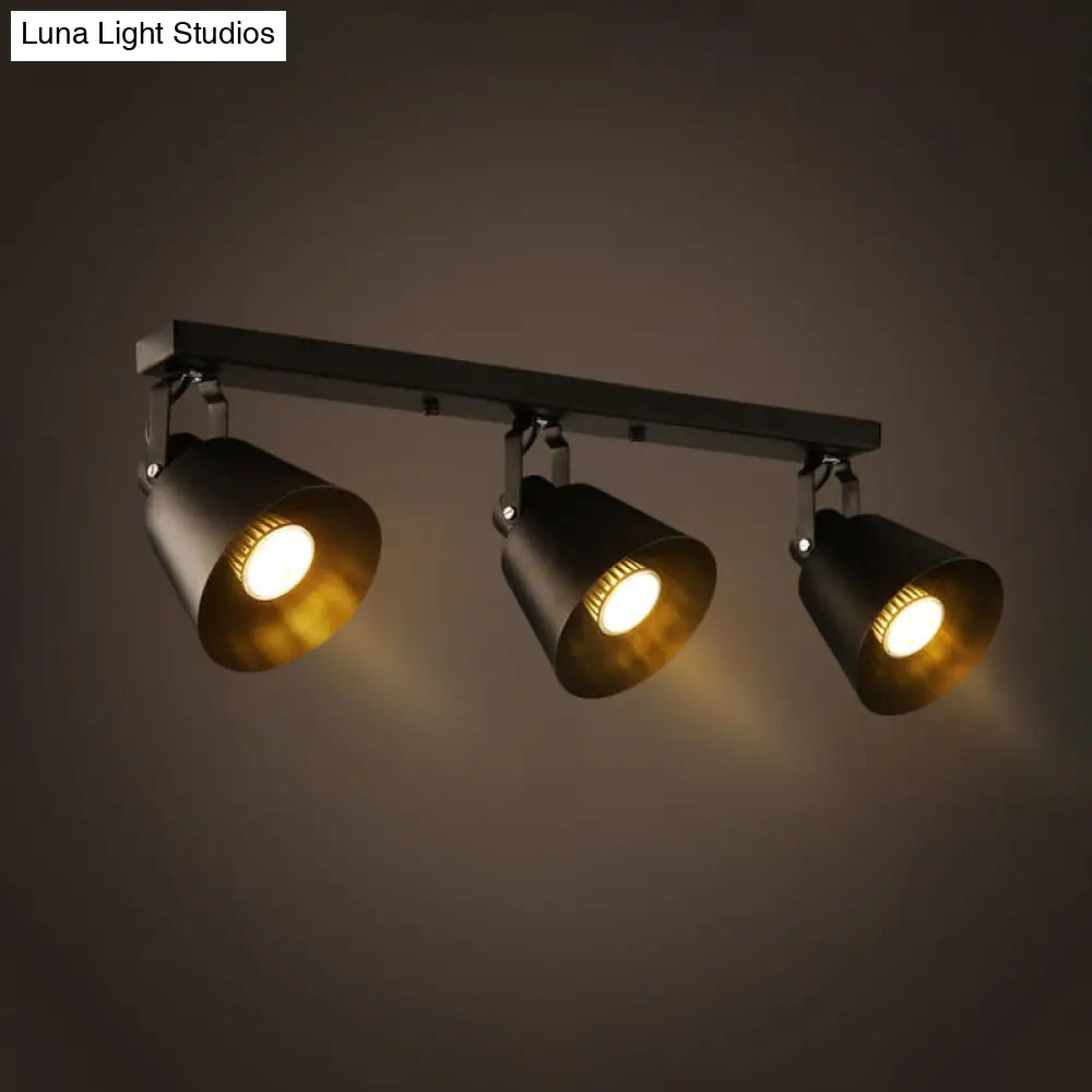 Black Metal Bell Wine Club Flush Mount Spotlight: 1/3-Head Semi Ceiling Light With Rotatable Design