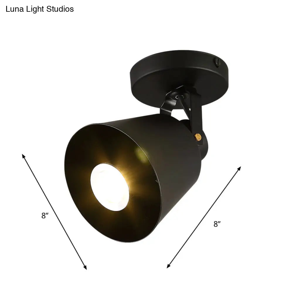 Black Metal Bell Wine Club Flush Mount Spotlight: 1/3-Head Semi Ceiling Light With Rotatable Design