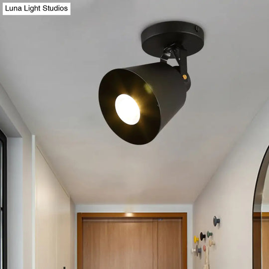 Black Metal Bell Wine Club Flush Mount Spotlight: 1/3-Head Semi Ceiling Light With Rotatable Design