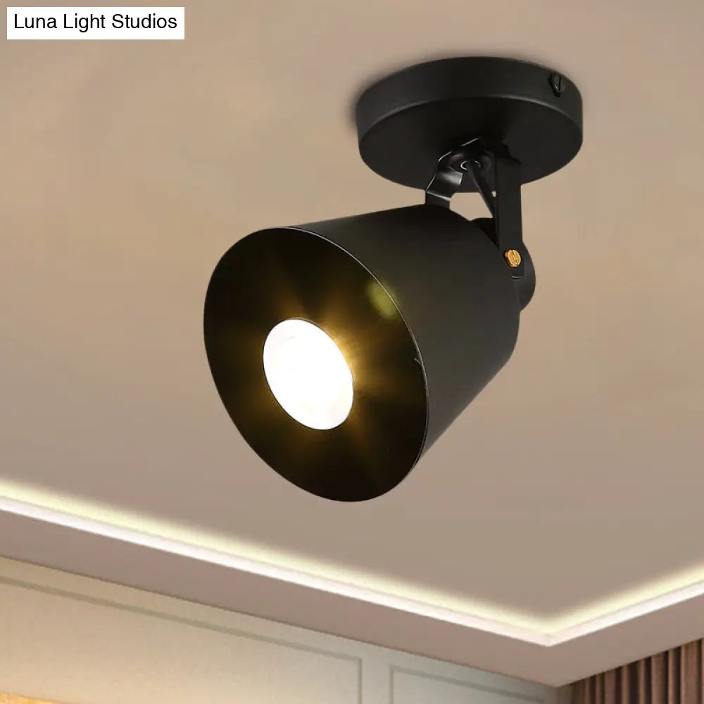 Black Metal Bell Wine Club Flush Mount Spotlight: 1/3-Head Semi Ceiling Light With Rotatable Design