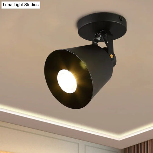 Black Metal Bell Wine Club Flush Mount Spotlight: 1/3-Head Semi Ceiling Light With Rotatable Design