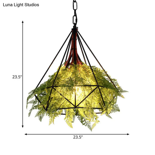 Black Metal Diamond Drop Lamp - Industrial Led Pendant Lighting For Restaurant 15/18/23.5 Wide