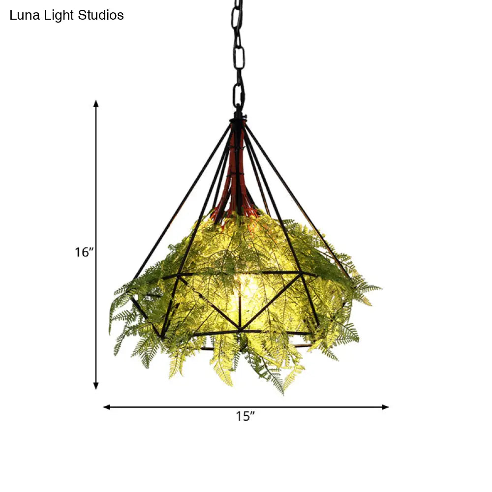 Black Metal Diamond Drop Lamp - Industrial Led Pendant Lighting For Restaurant 15/18/23.5 Wide