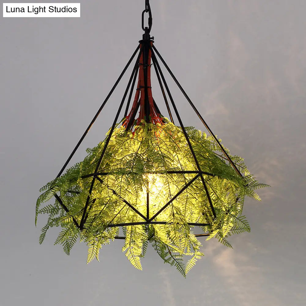 Black Metal Diamond Pendant Led Lamp For Restaurant - Industrial Down Lighting Head 1