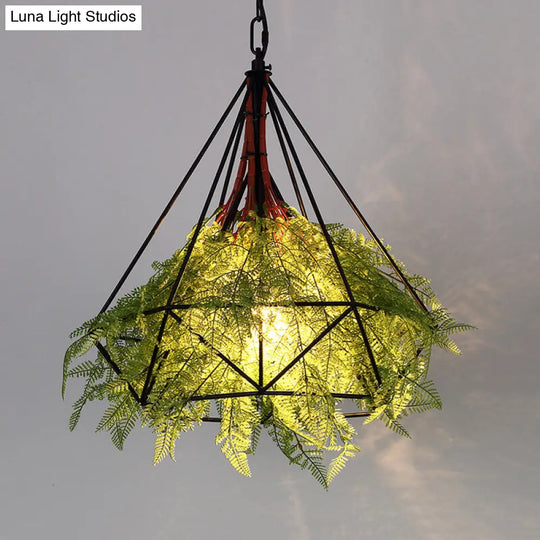Black Metal Diamond Pendant Led Lamp For Restaurant - Industrial Down Lighting Head 1