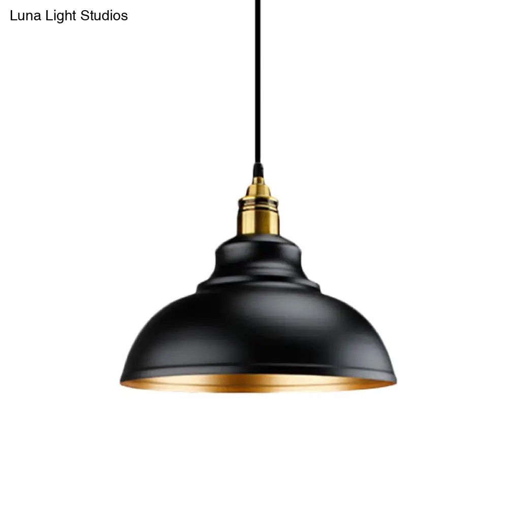 Black Metal Domed Pendant Light - Loft Style 11.5’/14’/16’ Dia Ideal For Table
