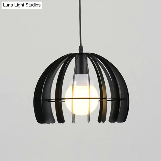 Hemisphere Pendant Lamp: Elegant Factory Black Metal Hanging Light For Living Room
