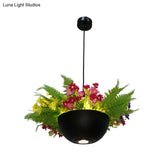 Black Metal Industrial Hanging Light With Led Bulb For Restaurant Ceiling