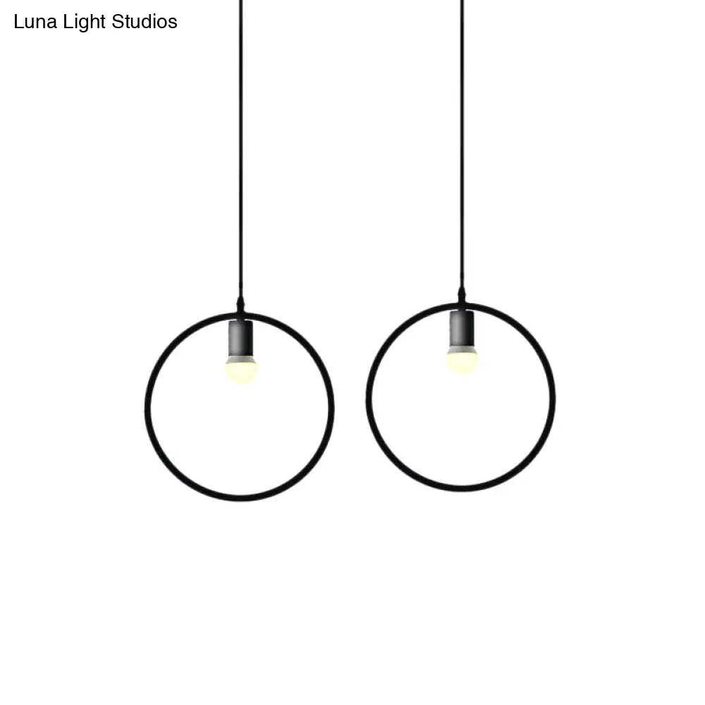 Black Metal Industrial Pendant Light With Frame Shade For Dining Room - 1 Head Ceiling Lighting