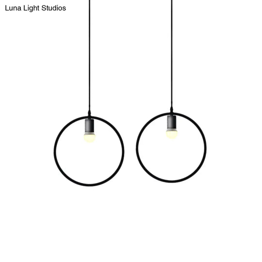 Black Metal Industrial Pendant Light With Frame Shade For Dining Room - 1 Head Ceiling Lighting
