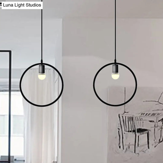 Black Metal Ceiling Pendant Light For Dining Room - Industrial Design Triangle/Round Shape 1 Head