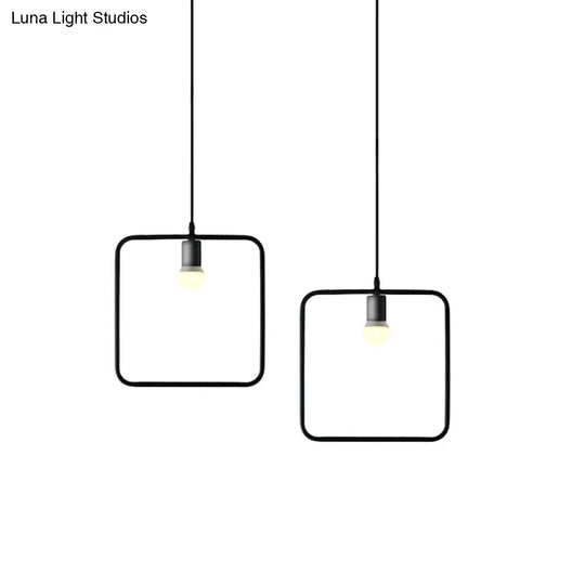 Black Metal Industrial Pendant Light With Frame Shade For Dining Room - 1 Head Ceiling Lighting