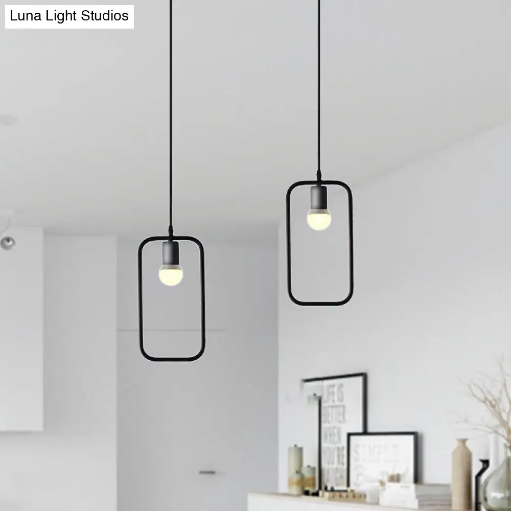 Black Metal Ceiling Pendant Light For Dining Room - Industrial Design Triangle/Round Shape 1 Head
