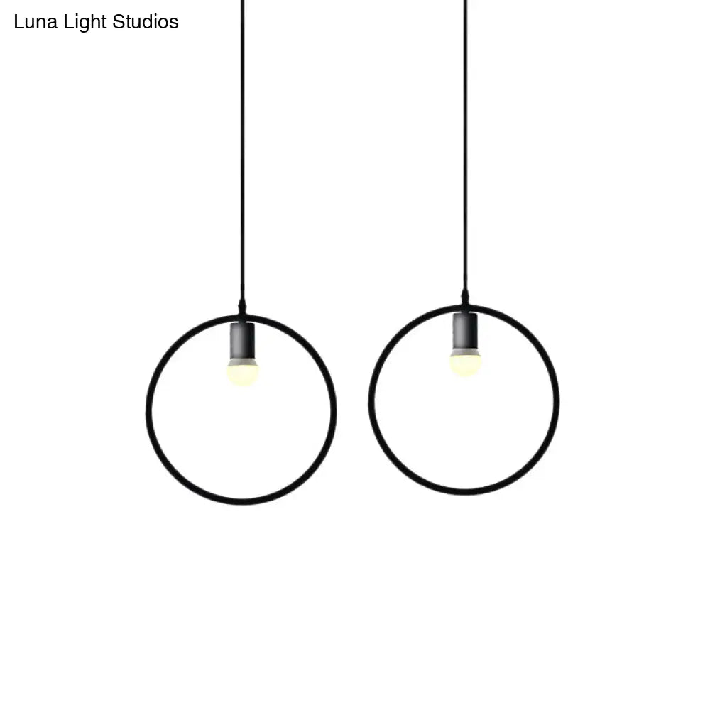 Black Metal Ceiling Pendant Light For Dining Room - Industrial Design Triangle/Round Shape 1 Head