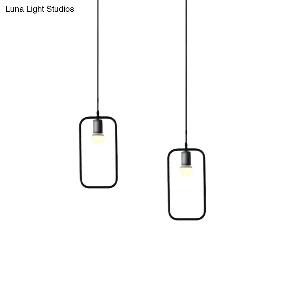 Black Metal Ceiling Pendant Light For Dining Room - Industrial Design Triangle/Round Shape 1 Head