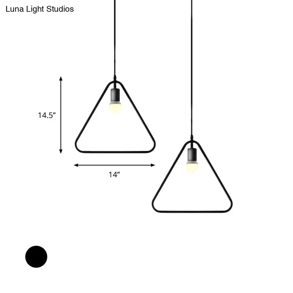 Black Metal Industrial Pendant Light With Frame Shade For Dining Room - 1 Head Ceiling Lighting