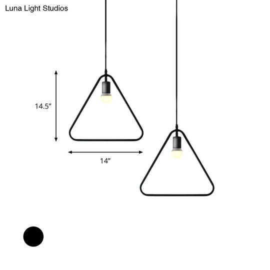 Black Metal Industrial Pendant Light With Frame Shade For Dining Room - 1 Head Ceiling Lighting
