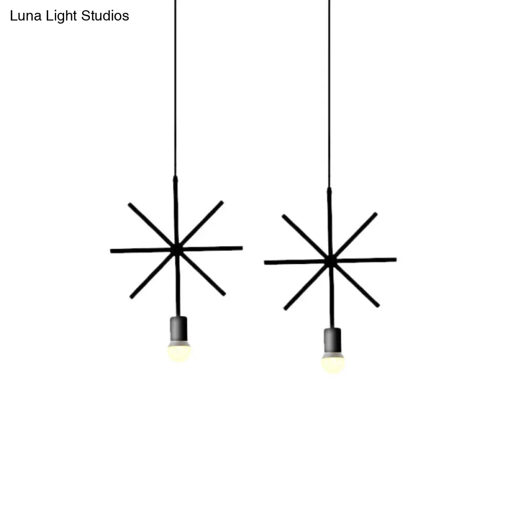 Black Metal Ceiling Pendant Light For Dining Room - Industrial Design Triangle/Round Shape 1 Head