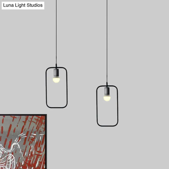 Black Metal Ceiling Pendant Light For Dining Room - Industrial Design Triangle/Round Shape 1 Head