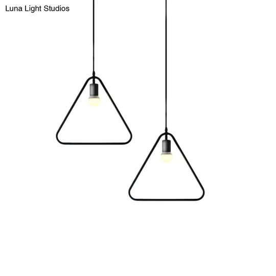 Black Metal Industrial Pendant Light With Frame Shade For Dining Room - 1 Head Ceiling Lighting