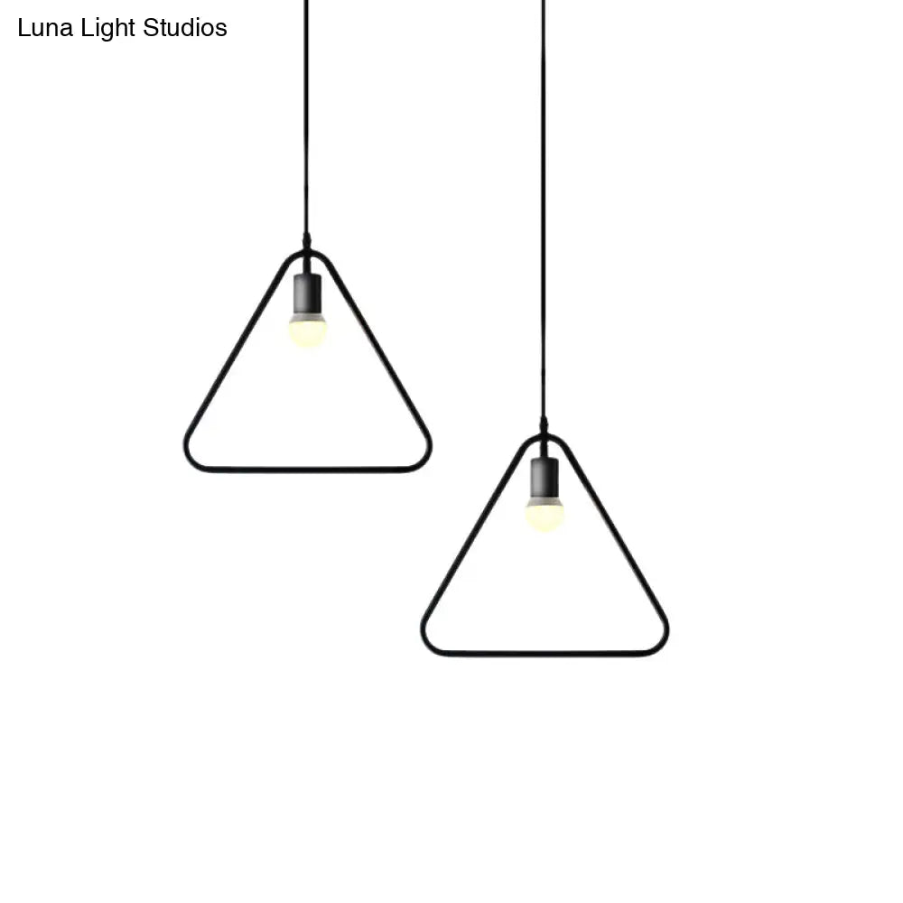 Black Metal Ceiling Pendant Light For Dining Room - Industrial Design Triangle/Round Shape 1 Head