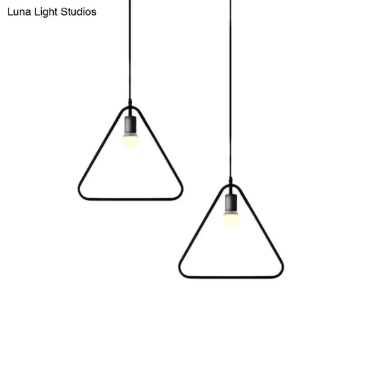 Black Metal Ceiling Pendant Light For Dining Room - Industrial Design Triangle/Round Shape 1 Head