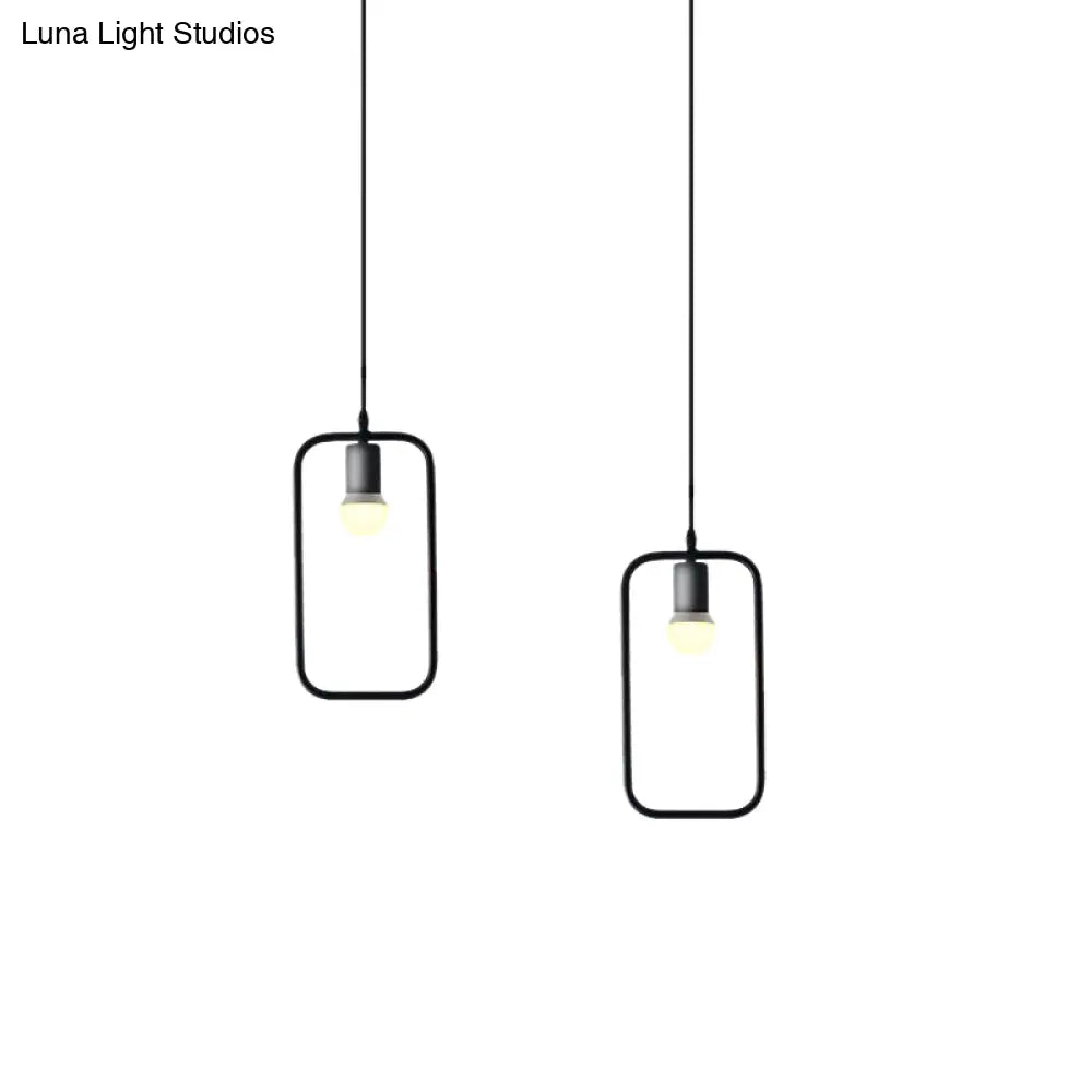Black Metal Industrial Pendant Light With Frame Shade For Dining Room - 1 Head Ceiling Lighting