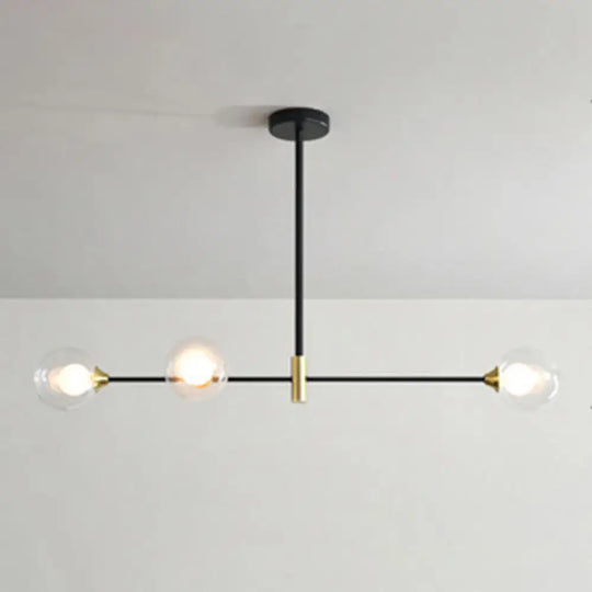 Black Metal Island Pendant Lighting With Modern Minimalist Design For Dining Table 3 / Clear