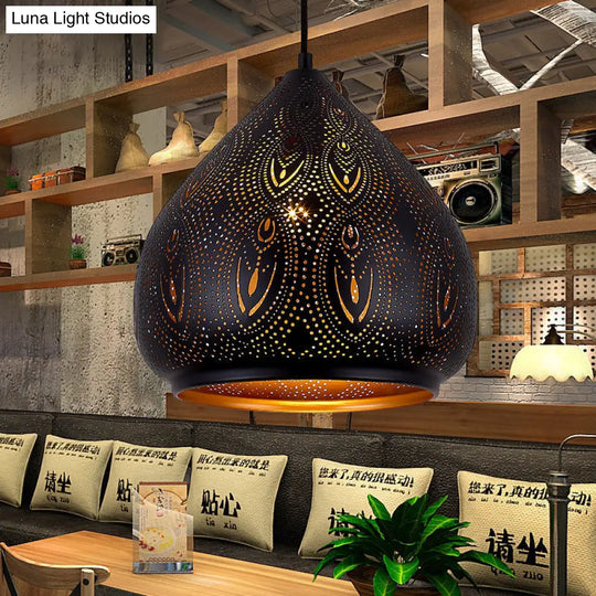 Black Metal Pendant Lamp - Pear Dining Room Lighting Fixture