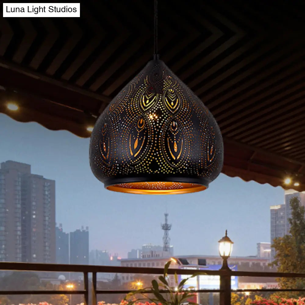 Black Metal Pendant Lamp - Pear Dining Room Lighting Fixture