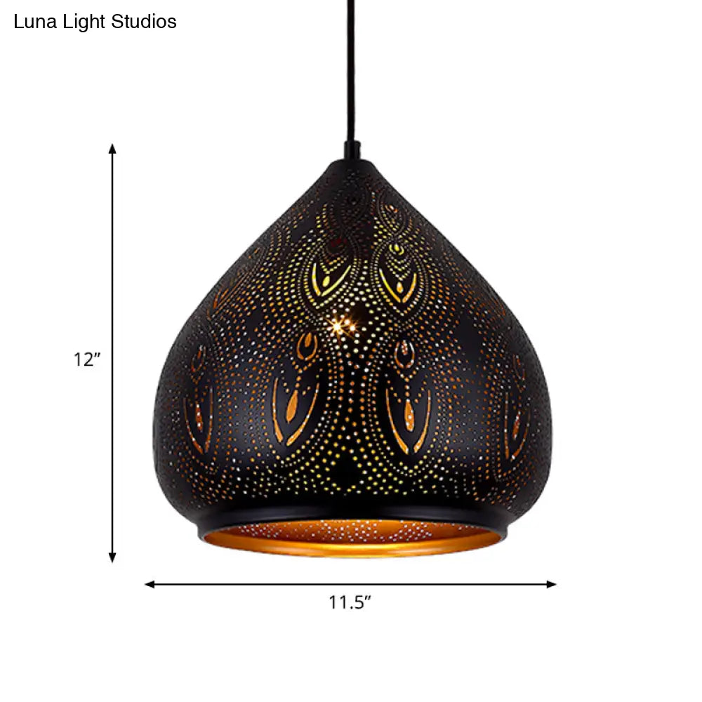 Black Metal Pendant Lamp - Pear Dining Room Lighting Fixture
