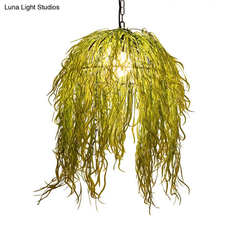 Black Metal Seaweed Pendant Light Fixture - Industrial Style Ceiling Lamp For Restaurants