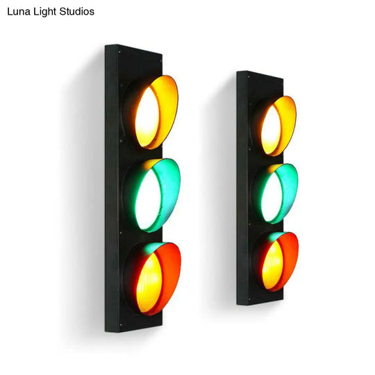 Black Metal Traffic Light Wall Sconce - Restaurant Decorative Lighting