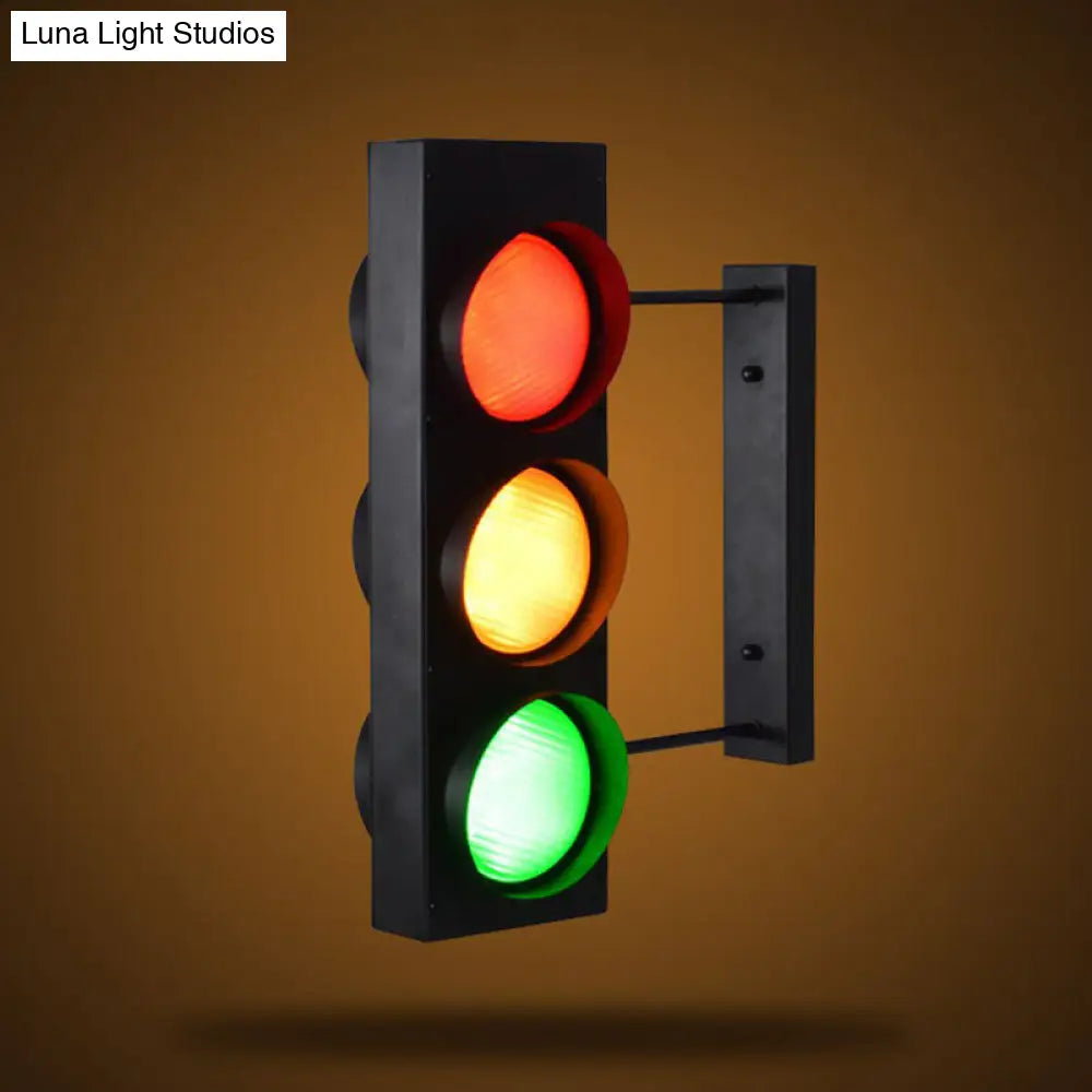Black Metal Traffic Light Wall Sconce - Restaurant Decorative Lighting