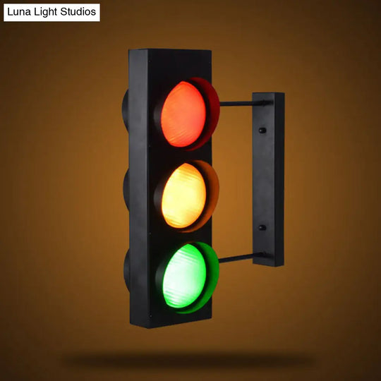Black Metal Traffic Light Wall Sconce - Restaurant Decorative Lighting