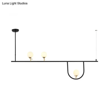 Black Metal Triple-Light Globe Chandelier For Dining Rooms