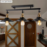 Black Metal Vintage Island Ceiling Light Fixture With Cone Shades - 3 Heads Stylish For Living Room