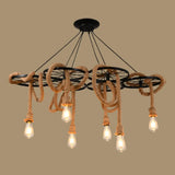 Black Metal Wheel Chandelier With Open Bulb Design - Perfect For Dining Room Lighting 6 /