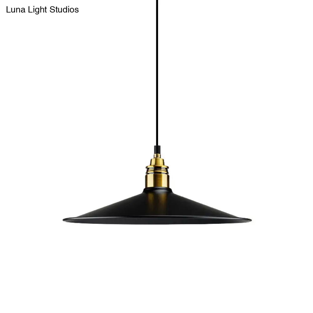 Black Metallic Cone Shade Ceiling Light - Loft Style 1 Head Kitchen Pendant Lamp (10’/14’ Wide)