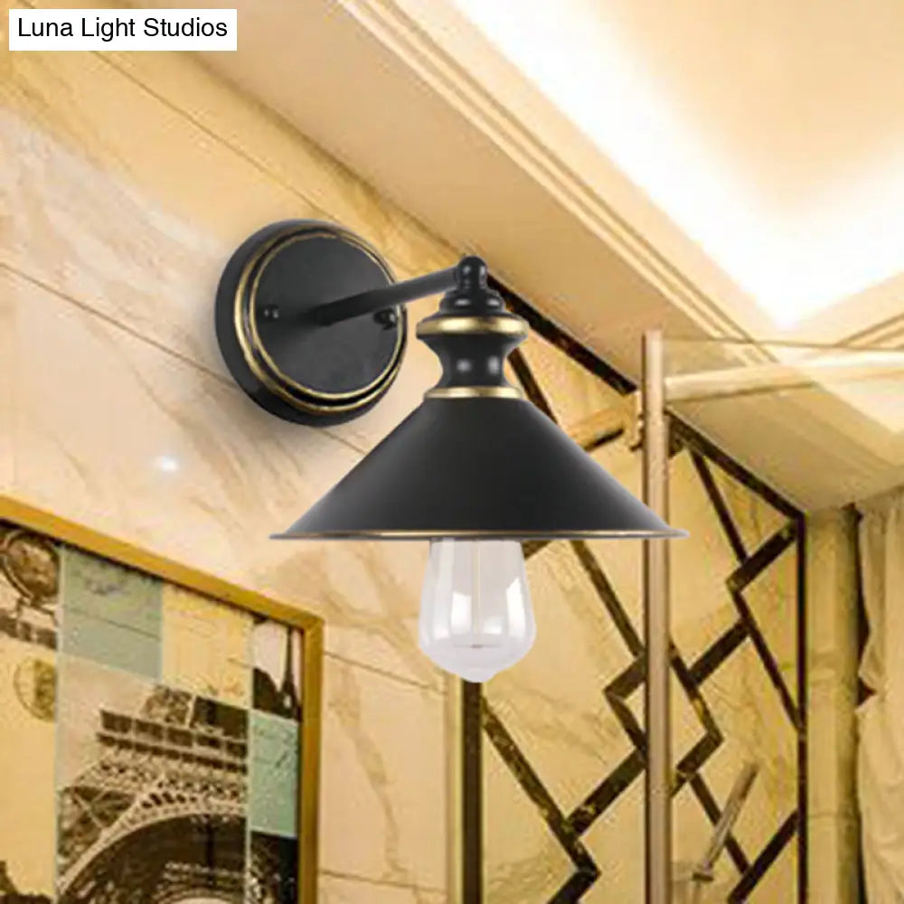 Black Metallic Wall Lamp: Industrial Style Sconce Lighting For Dining Room