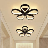 Black Minimalistic Metal Led Semi Flush Ceiling Mount Light For Corridor 5 / Warm